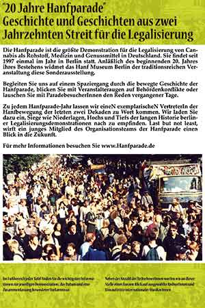 Titelblatt der Sonderausstellung - 20 Jahre Hanfparade