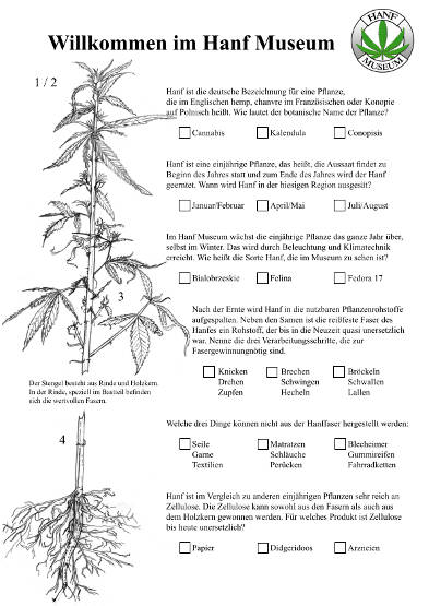 Vorschau des Schülerfragebogens für das Hanf Museum Berlin